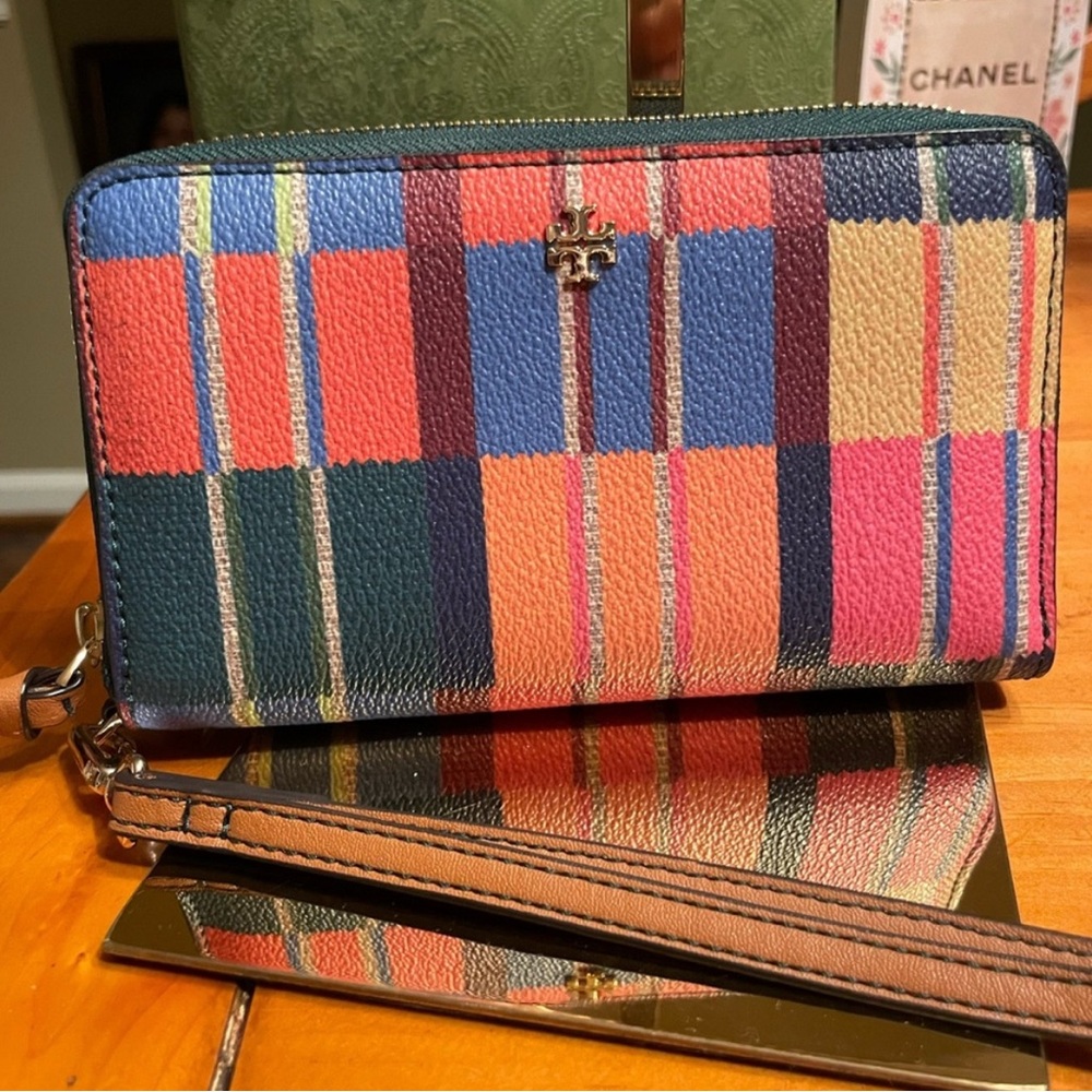 Tory Burch Multicolor Plaid Wallet